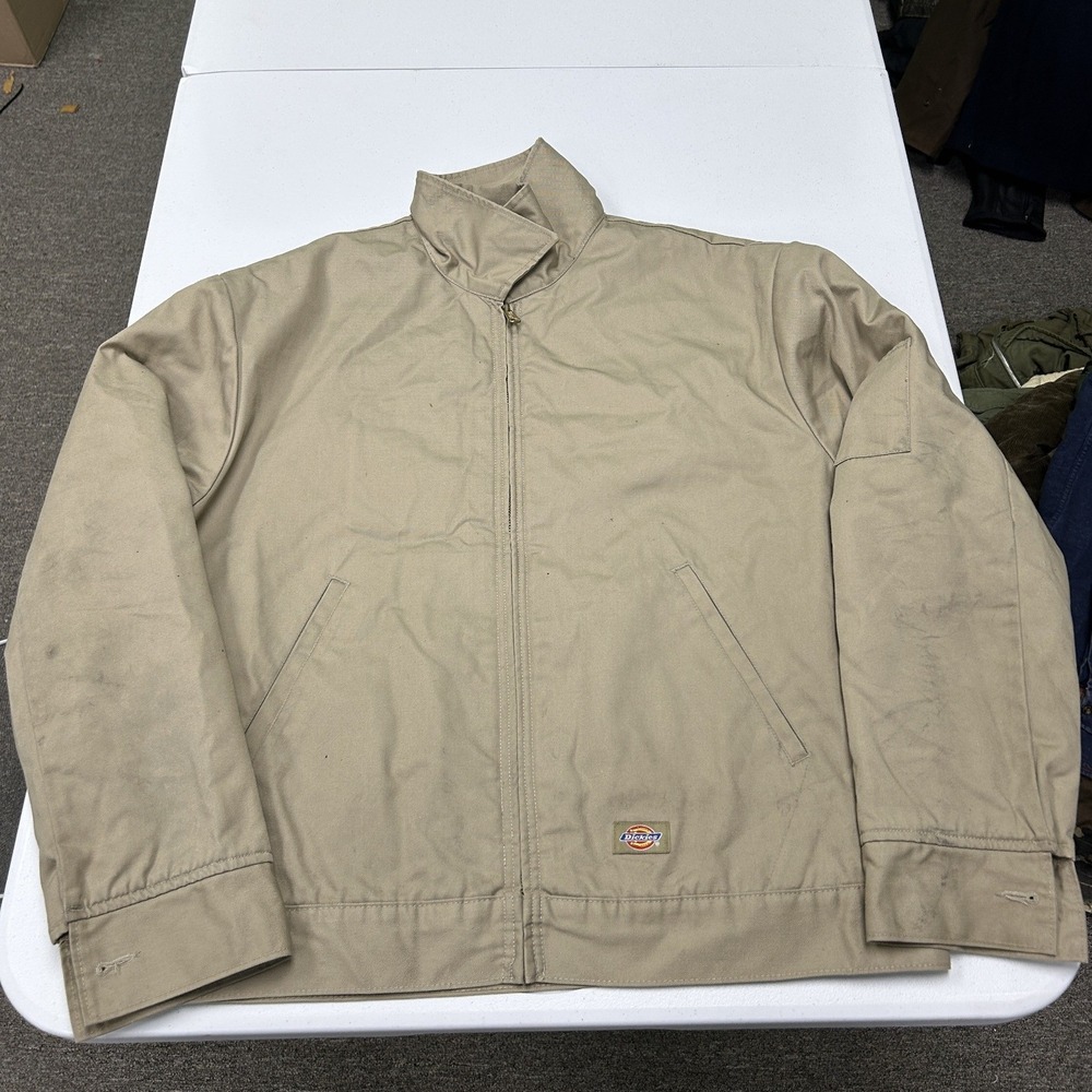 Dickies Eisenhower Jacket Mens L-RG Tan Khaki Quilted Lined Full Zip Workwear